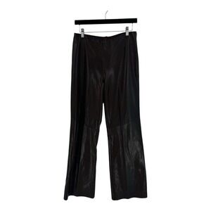 Vintage Danier Leather Pants 10 Brown High Rise Flare Y2K 100% Genuine Leather